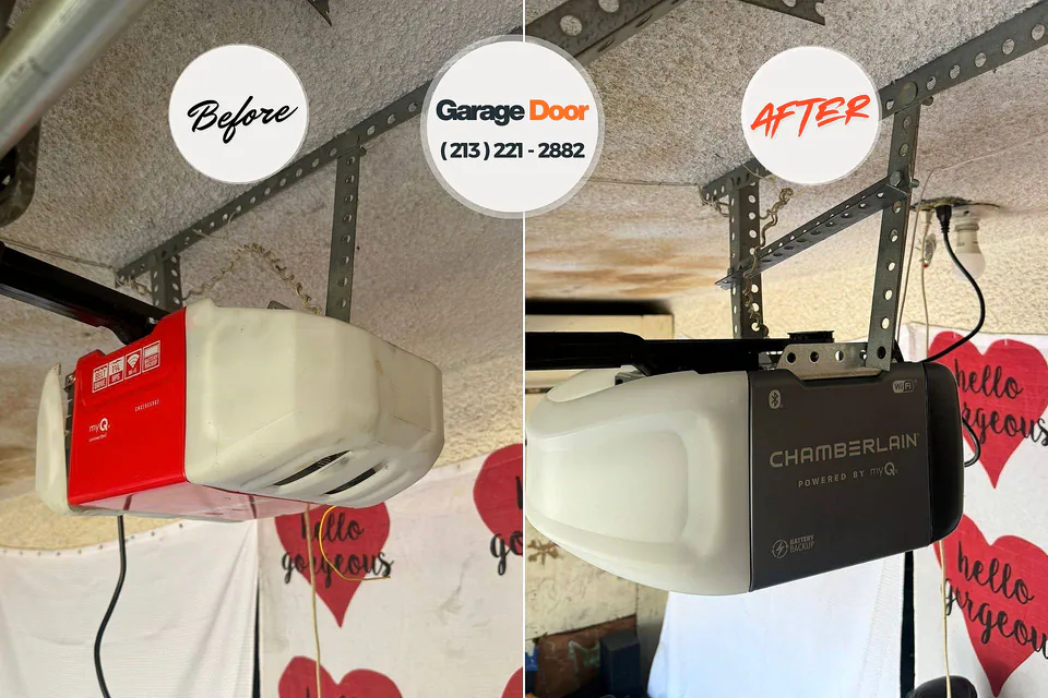Before and after: garage door repair Andover, KS